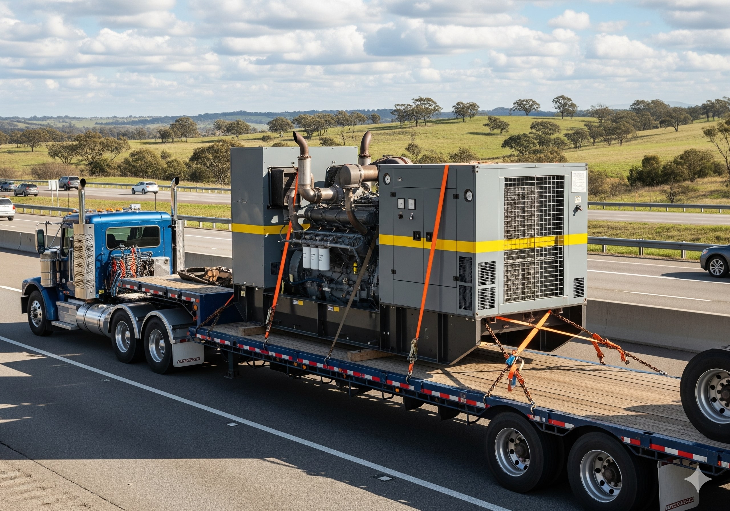 Generador Teksan levantado con grúa